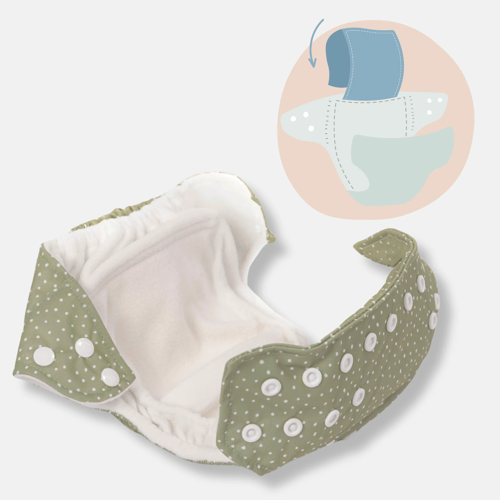 One Size All-In-One Reusable Cloth Nappy - Soft Sand - Image 4