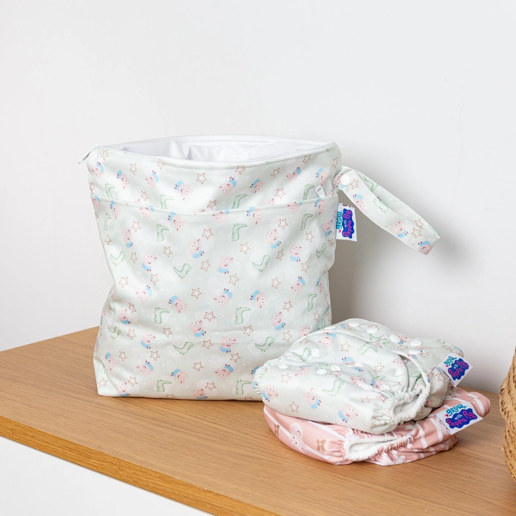 Peppa Pig Grab & Go Nappy Wet Bag - George Pig | Sage - Image 2
