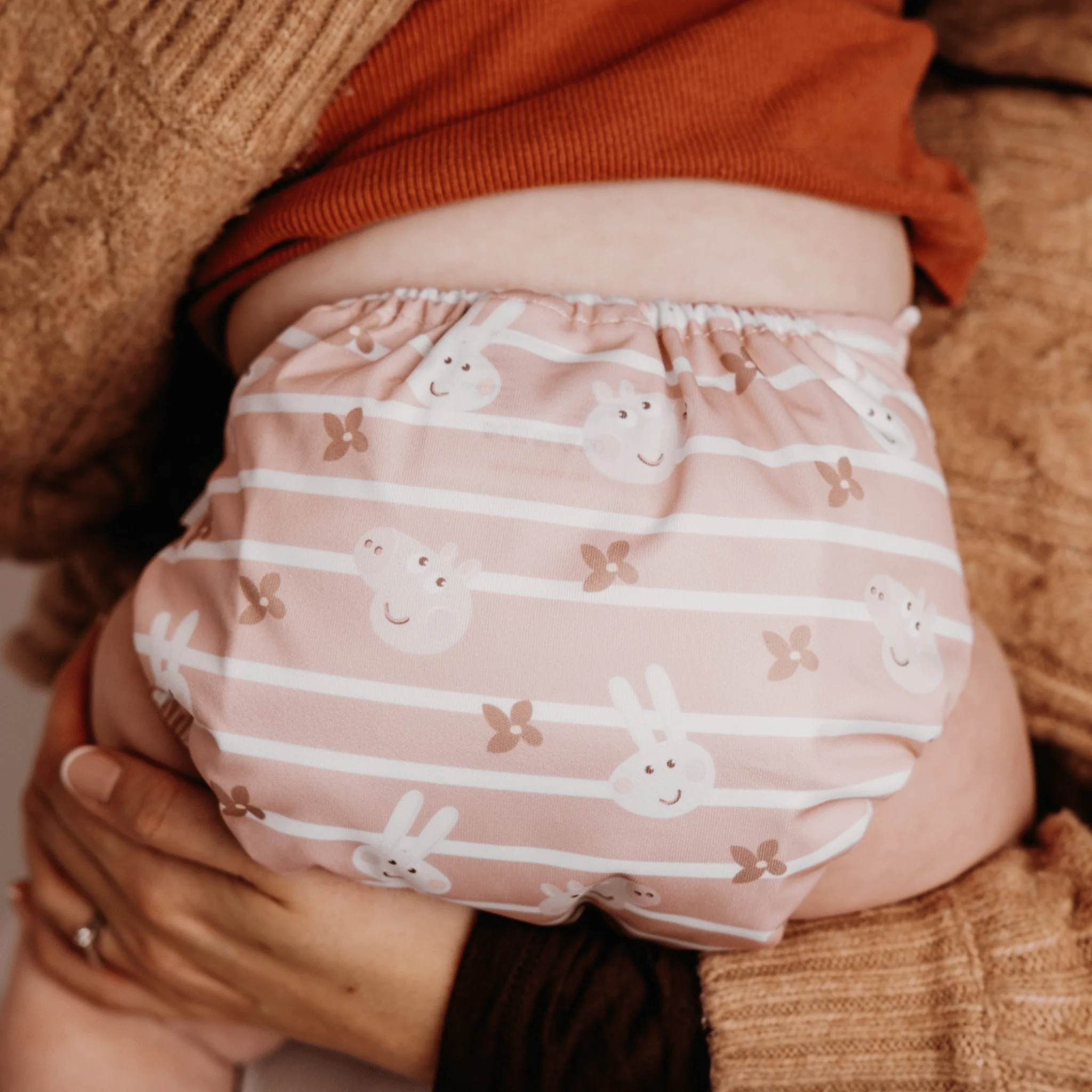 Peppa Pig One Size All-In-One Reusable Cloth Nappy - Blush Stripe - Image 5