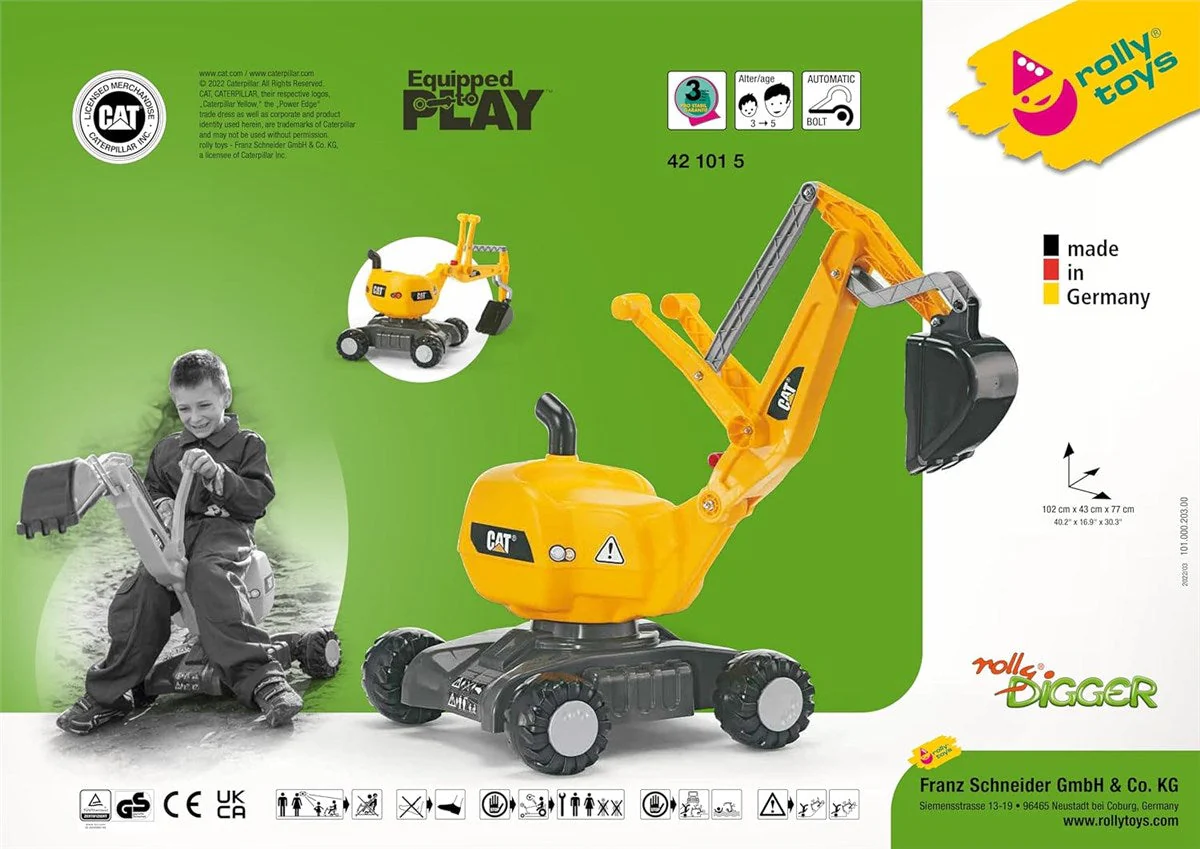 Rolly Toys rollyDigger CAT Mobile 360 Degree Excavator Ride On - Image 7