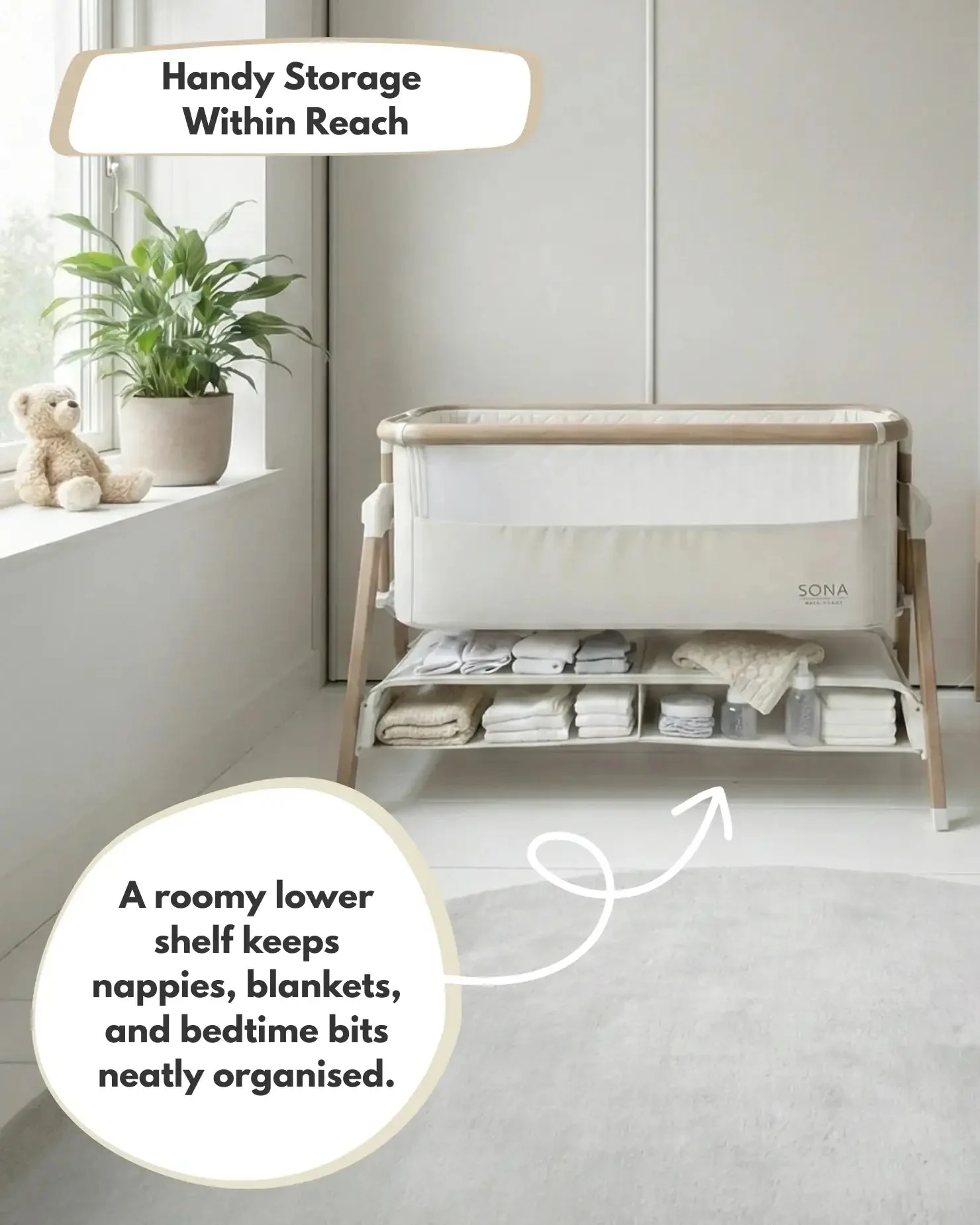 Sona Bedside & Co-Sleeping Crib - Beige - Image 5