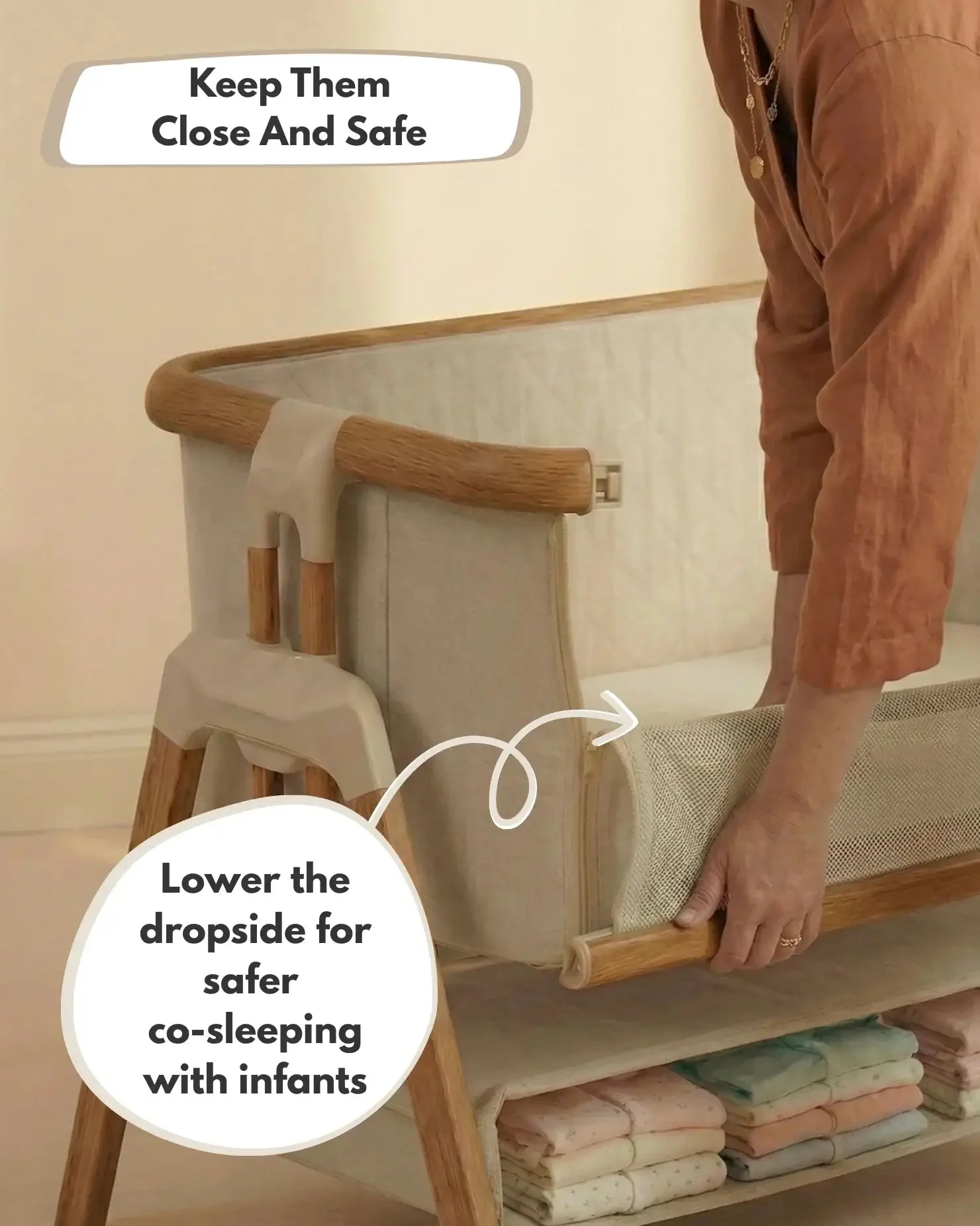 Sona Bedside & Co-Sleeping Crib - Beige - Image 7