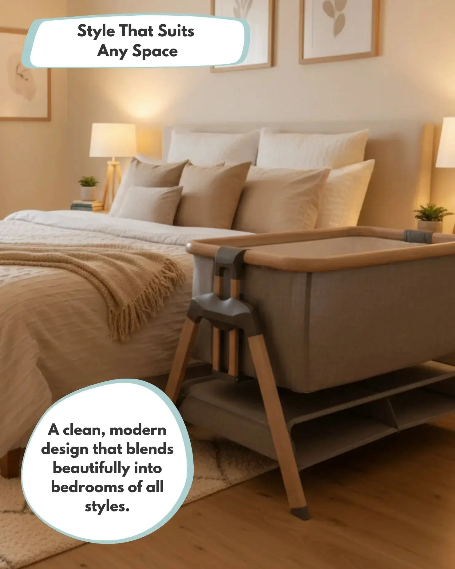 Sona Bedside & Co-Sleeping Crib - Grey - Image 7