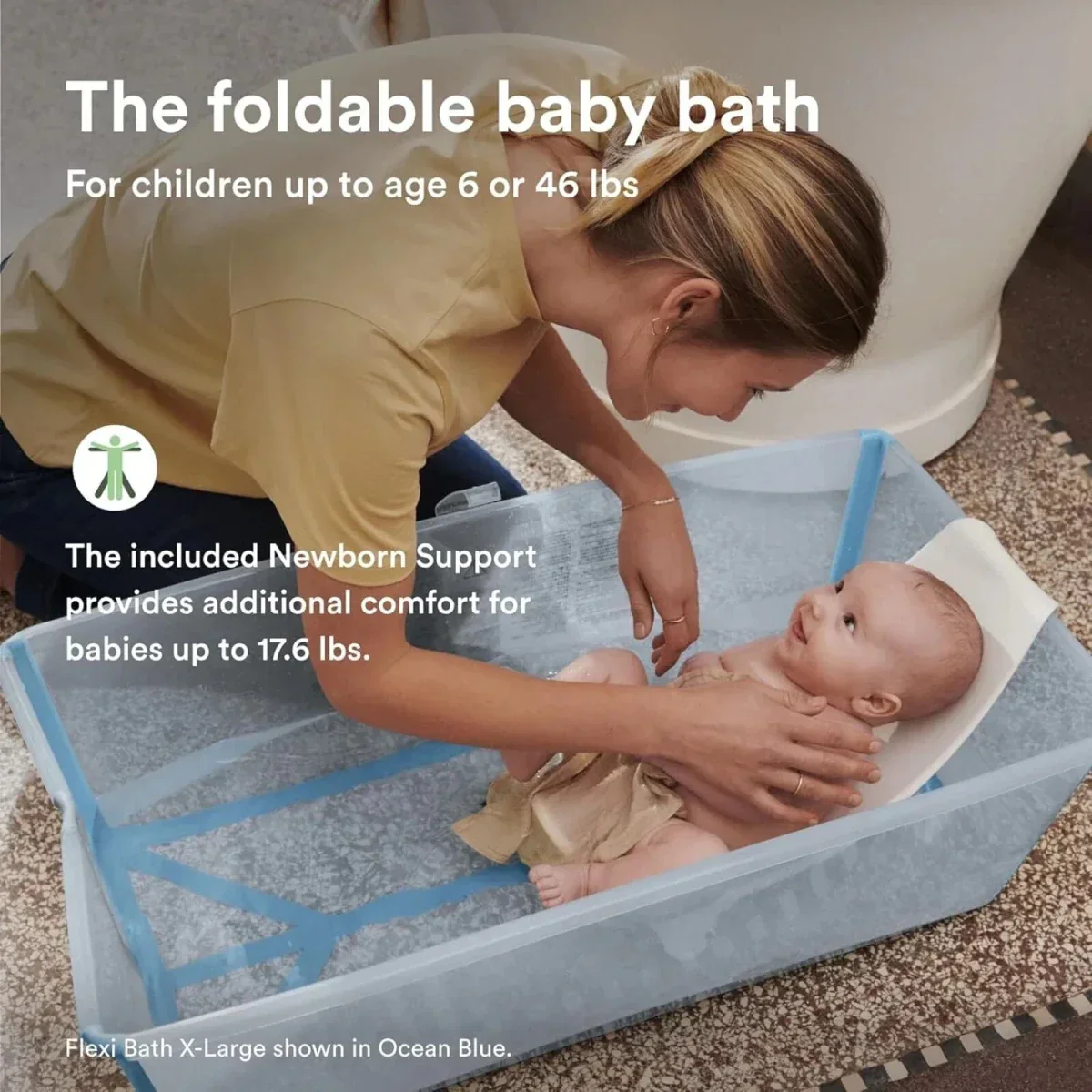 Stokke Flexi Bath X-Large Bath & Flexi Newborn Support Bundle - Sandy Beige - Image 7