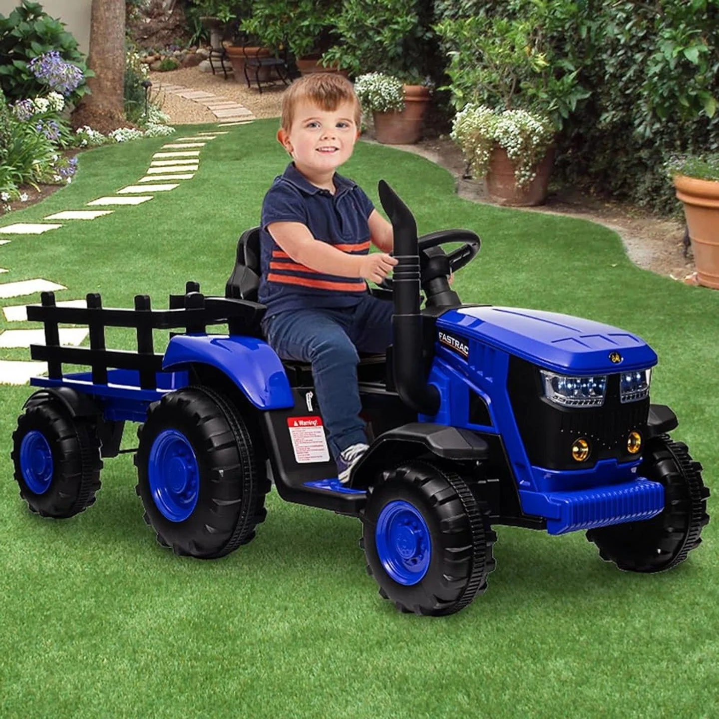 Turbo Harvest 12V Electric Ride-On Tractor with Trailer, 3–6 Years - Image 2