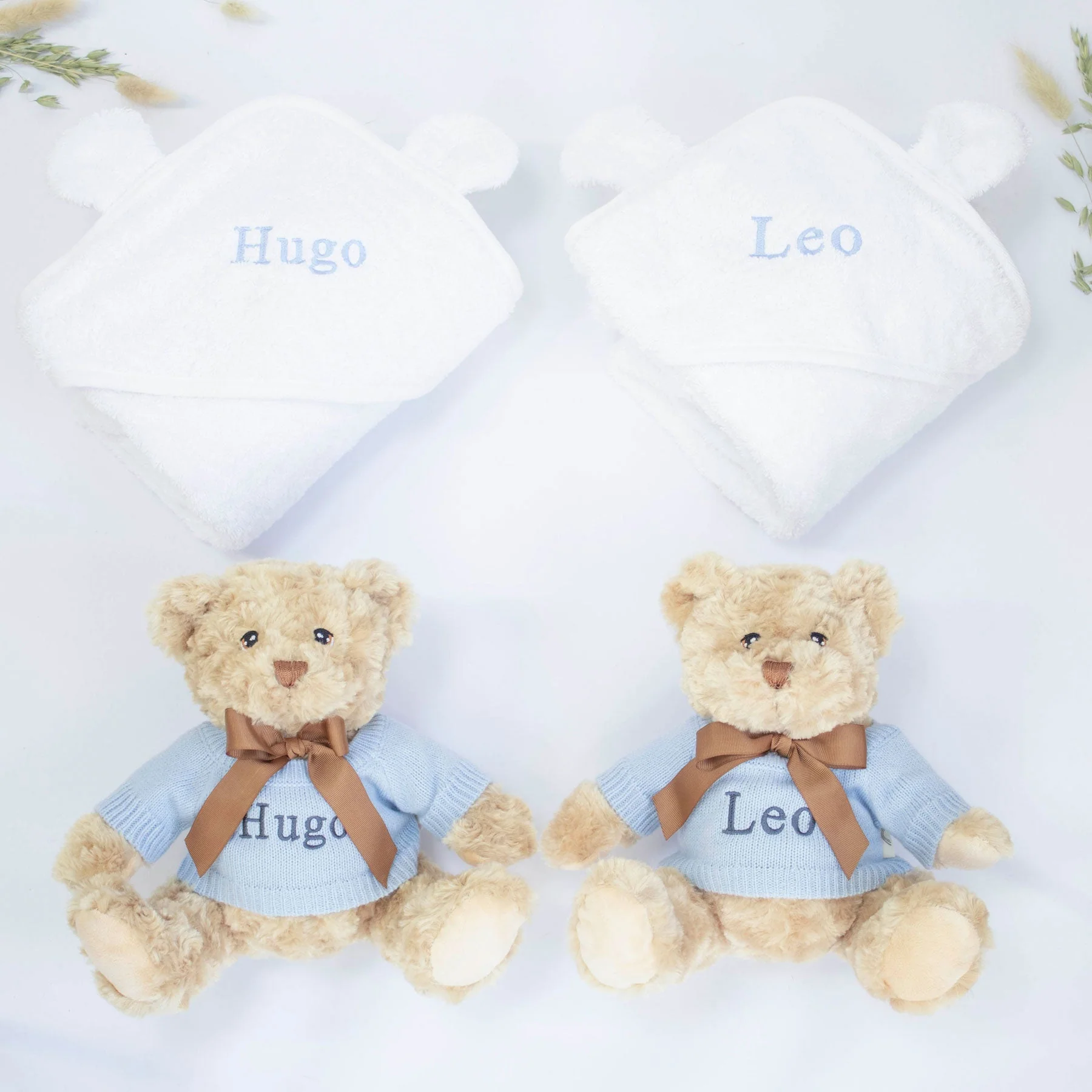 TWIN BOYS TEDDY AND TOWEL GIFT SET - Image 2