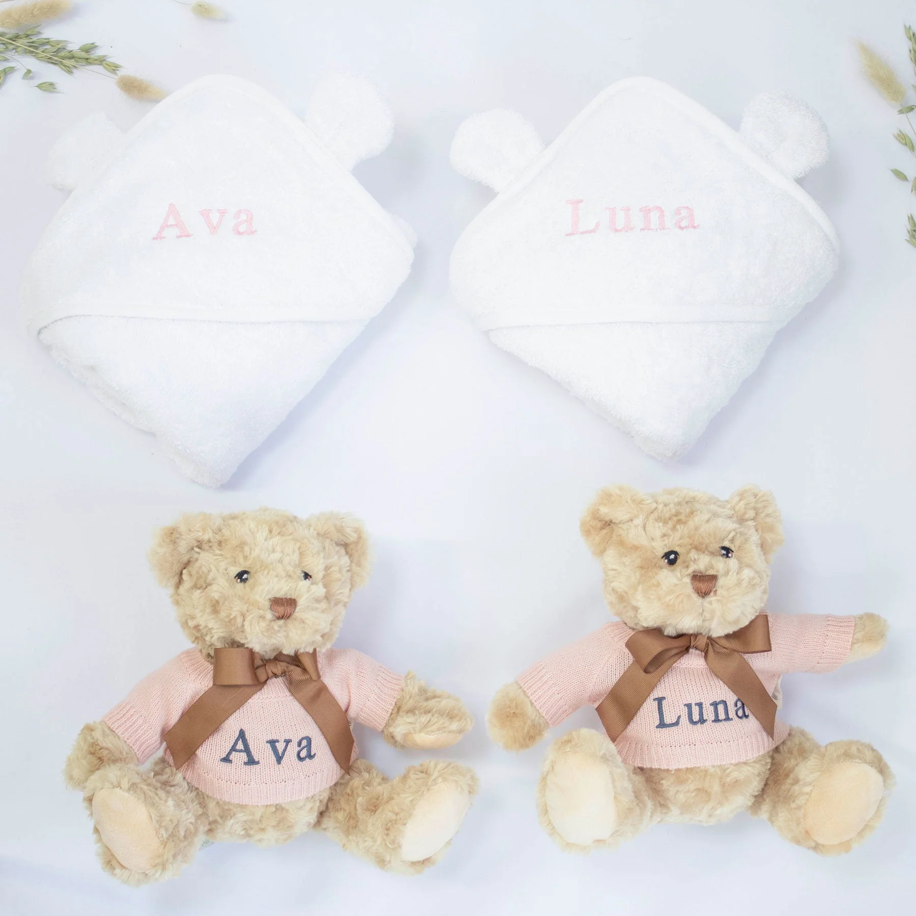 TWIN GIRLS TEDDY AND TOWEL GIFT SET - Image 2