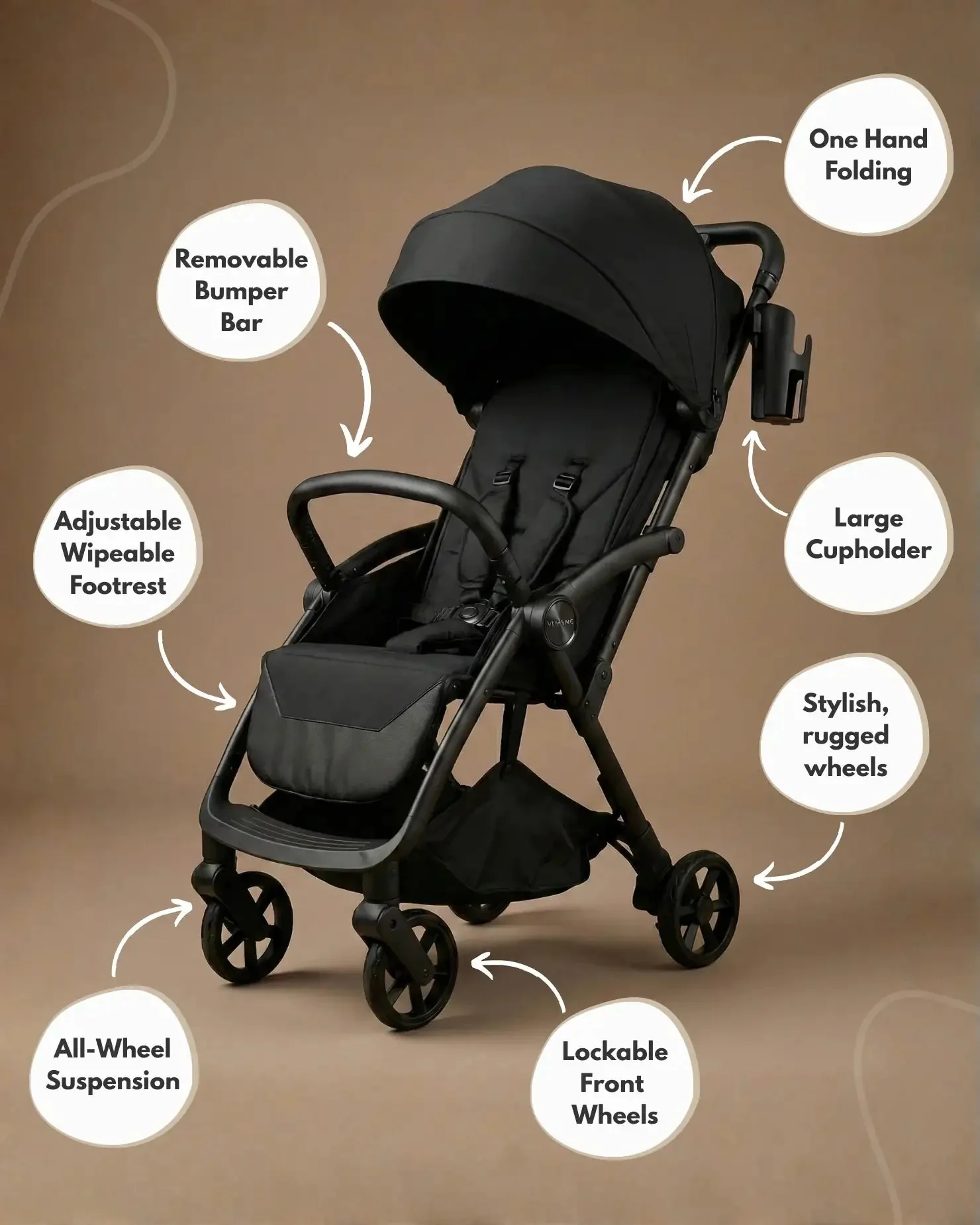 Venture Avio Compact Travel Baby Stroller - Black - Image 3