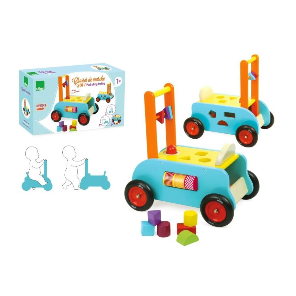 Vilac 3-in-1 Push Along Trolley - Image 5